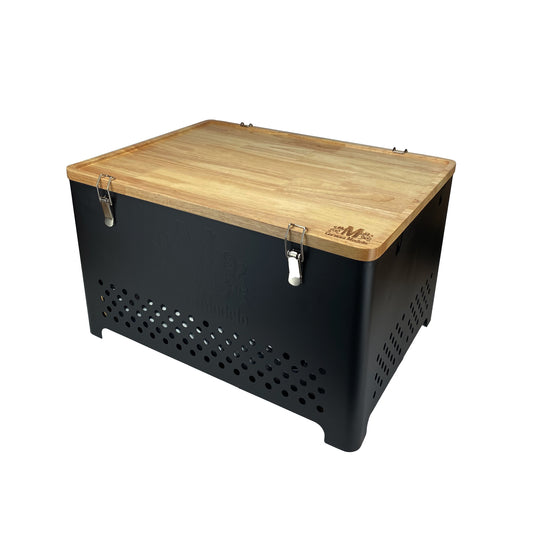 Asador de Carbón Portátil Acero Inoxidable | Parrilla con Tabla para Picar y Altura Ajustable