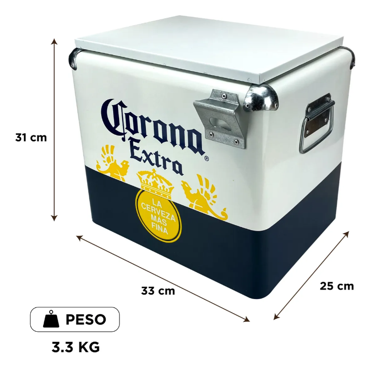 Hielera Corona Extra Métalica De 15 Litros Nevera Portatil