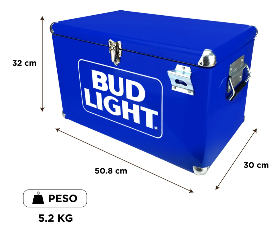 Hielera Bud Light 30 Litros | Nevera Portátil Metálica de Alta Resistencia para Cerveza y Bebidas