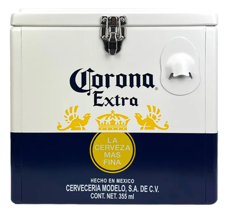 Hielera Metálica Corona Extra 15 Litros | Nevera Portátil Vintage para Bebidas y Cerveza
