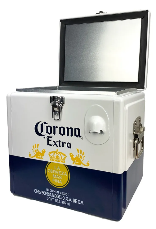 Hielera Metálica Corona Extra 15 Litros | Nevera Portátil Vintage para Bebidas y Cerveza