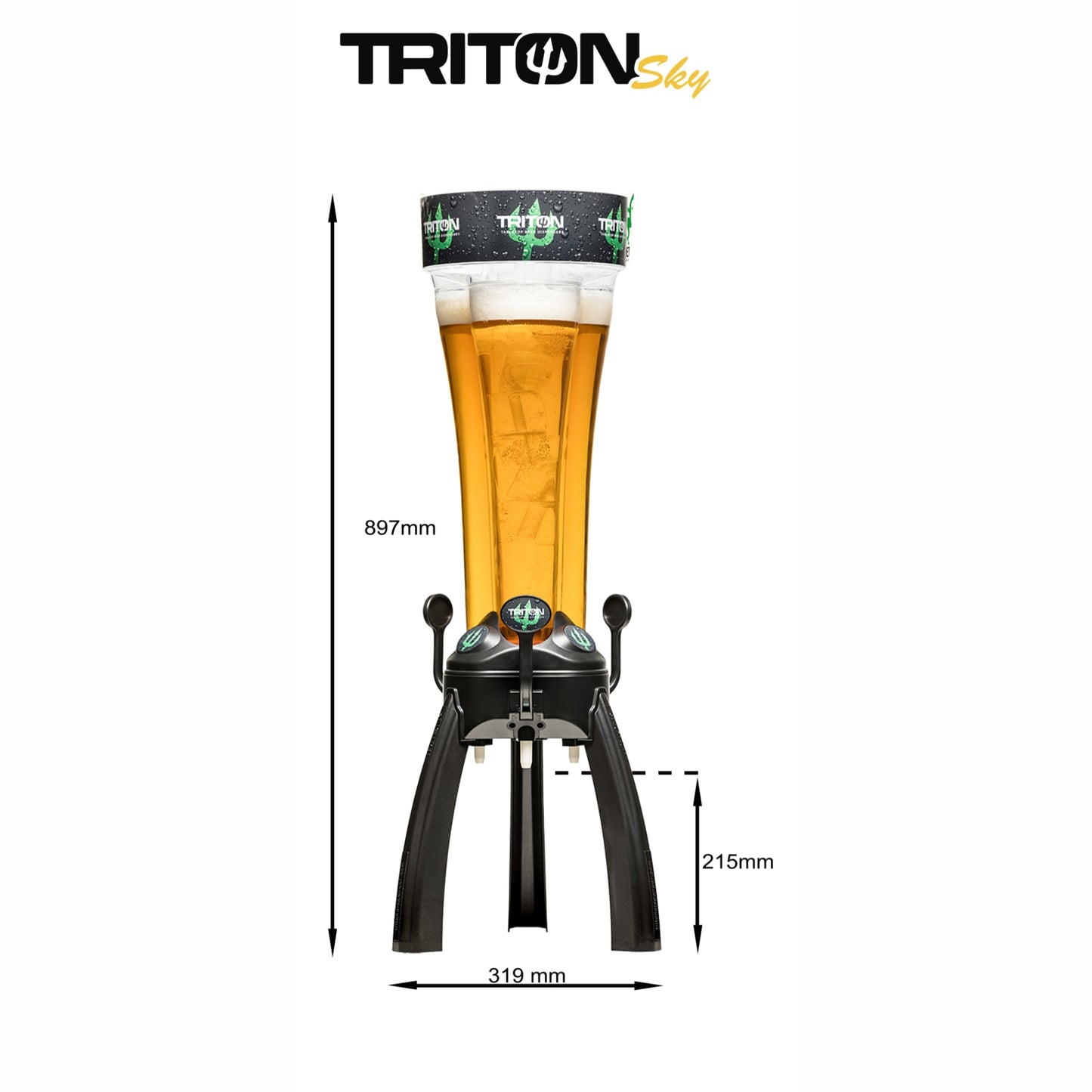 Dispensador de Cerveza Triton Sky 5L con Doble Grifo e ICE Pitcher | Caja de 5 Tritones