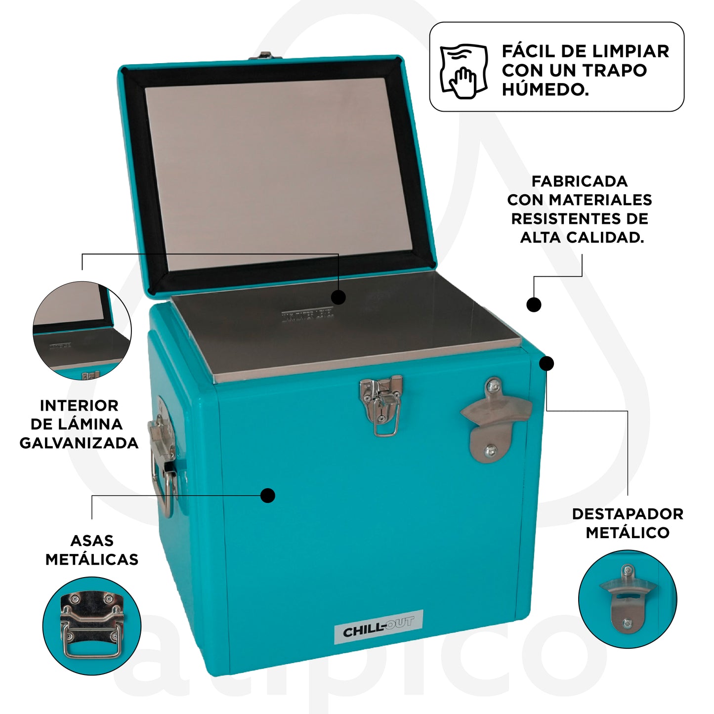 Hielera Metálica de 15 Litros Azul Chill-Out