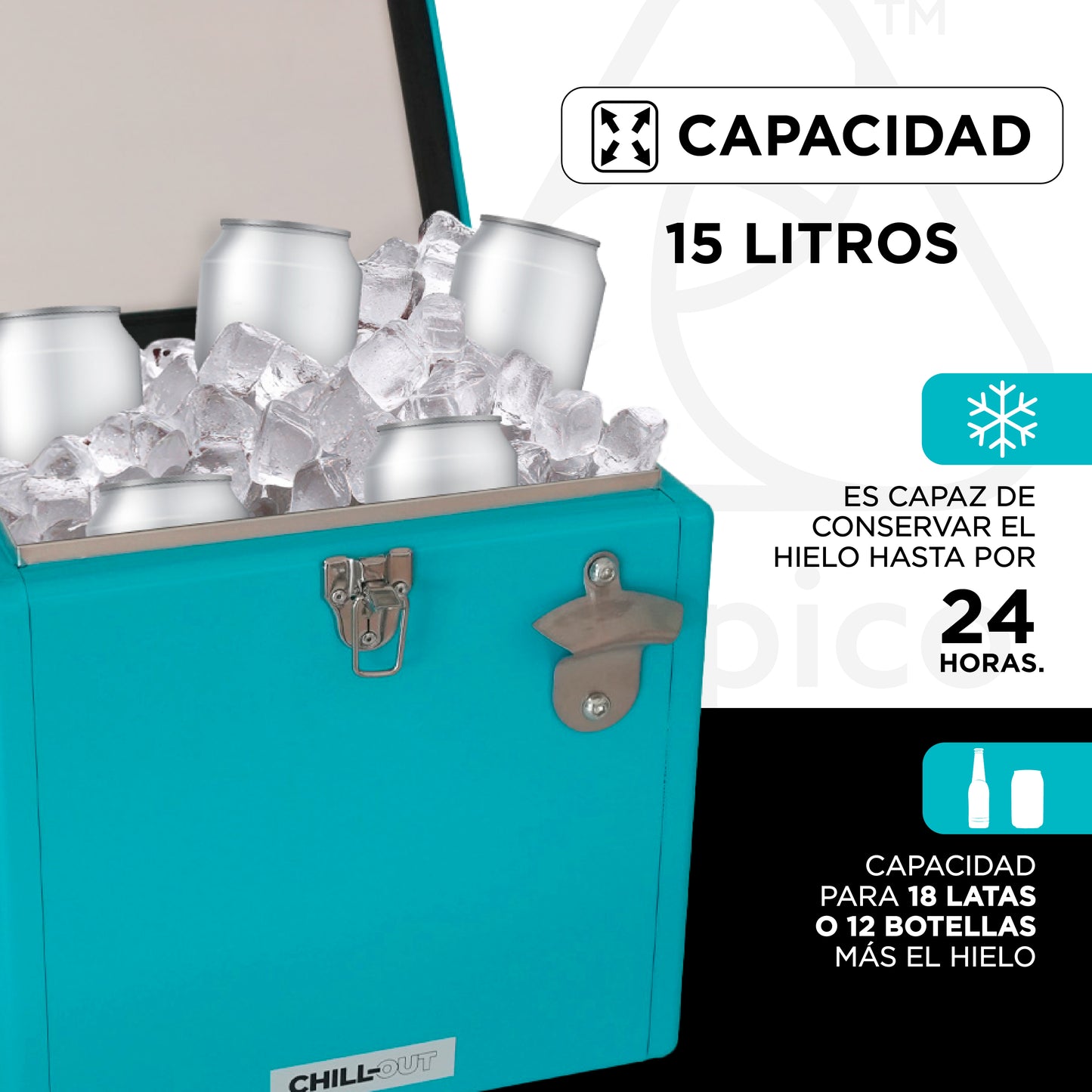 Hielera Metálica de 15 Litros Azul Chill-Out