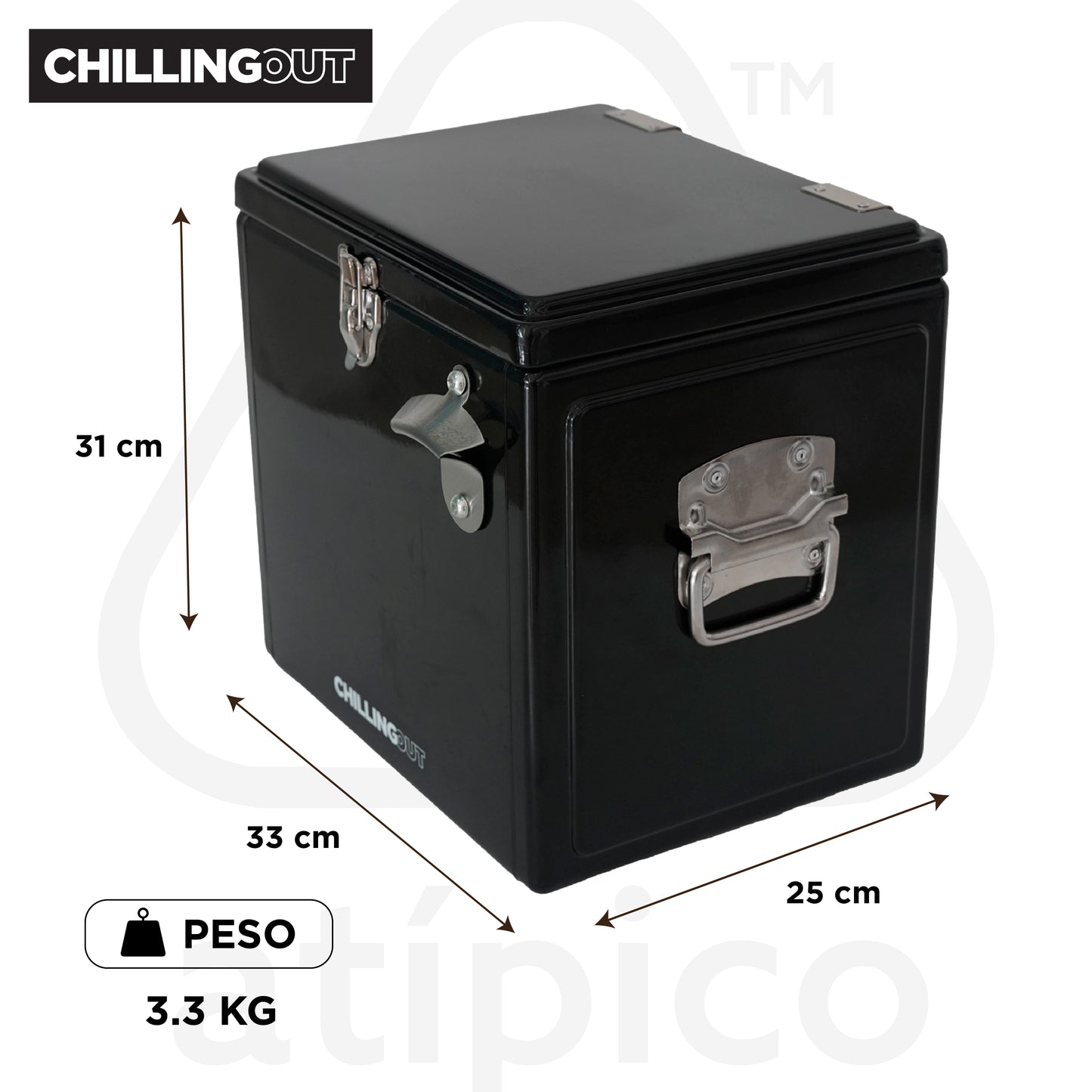 Hielera Metálica de 15 Litros Negro ChillingOut