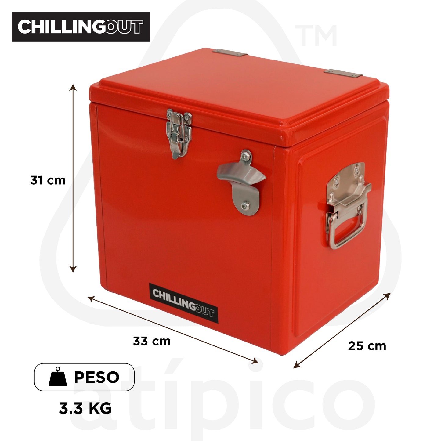 Hielera Metálica de 15 Litros Roja ChillingOut