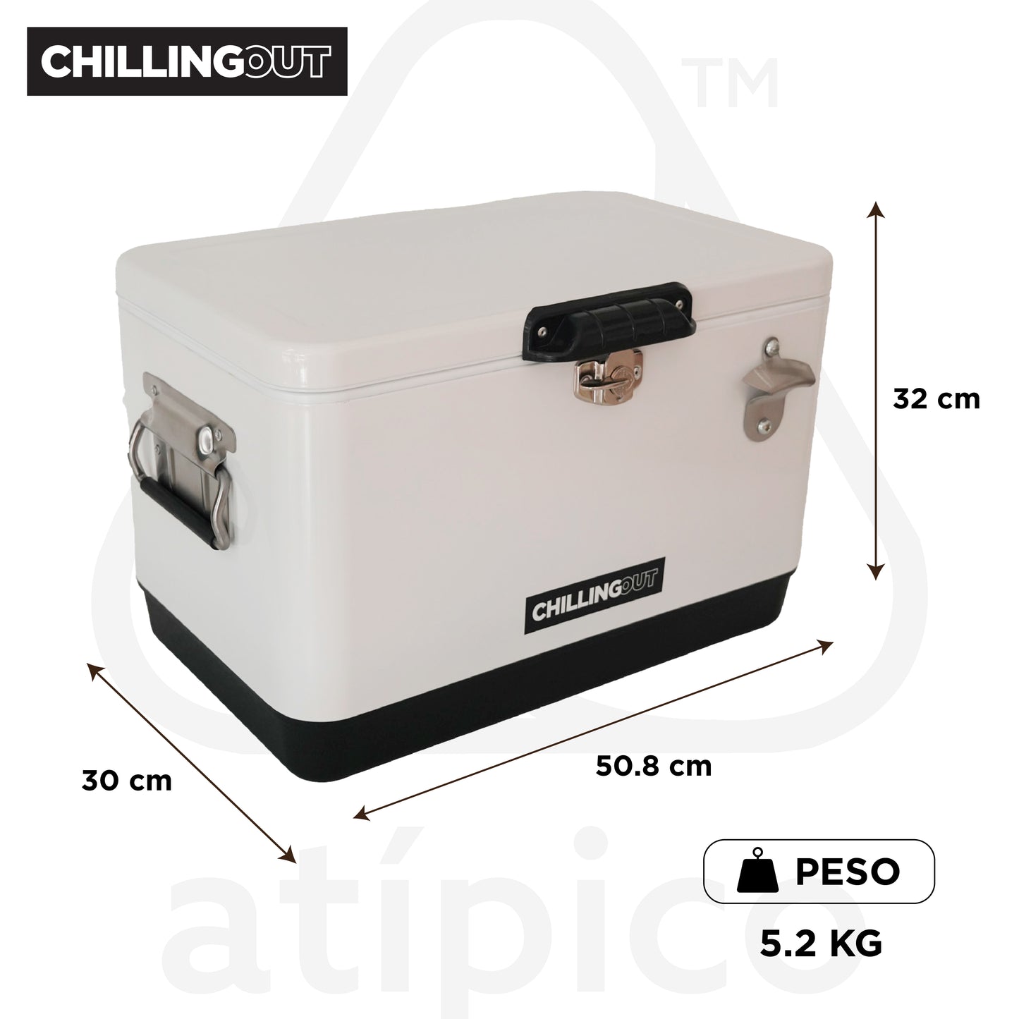 Hielera Metálica de 30 Litros Blanca Chilling-Out