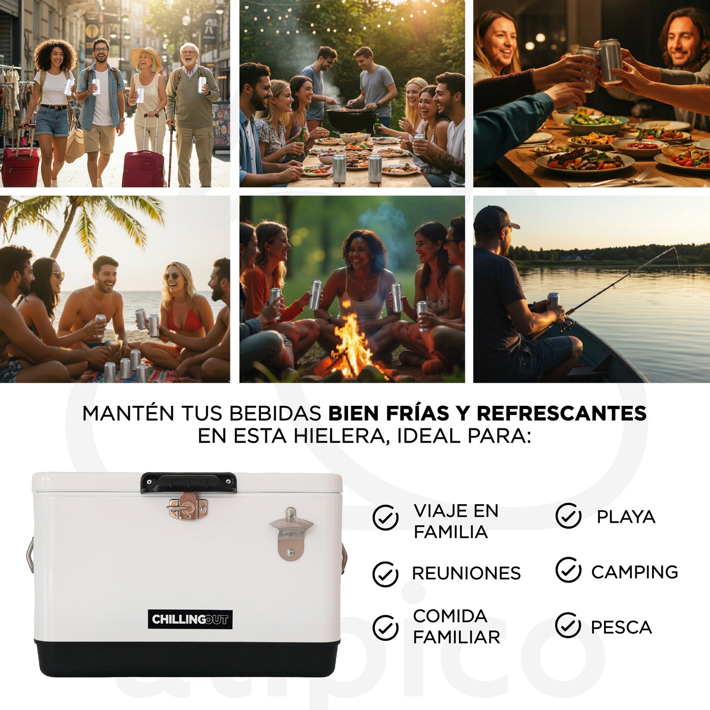 Hielera Metálica de 30 Litros Blanca Chilling-Out