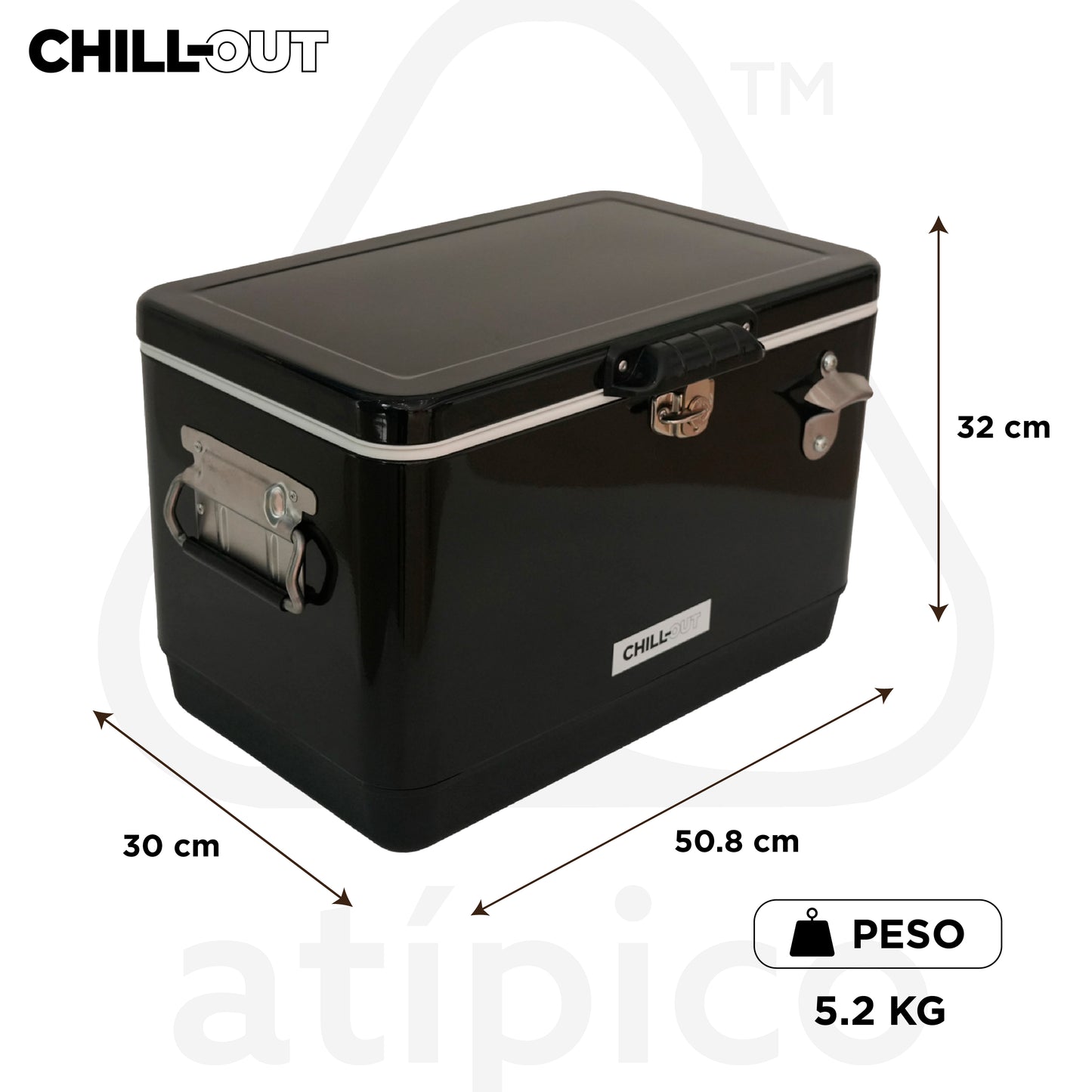 Hielera Metálica de 30 Litros Negro Chill-Out