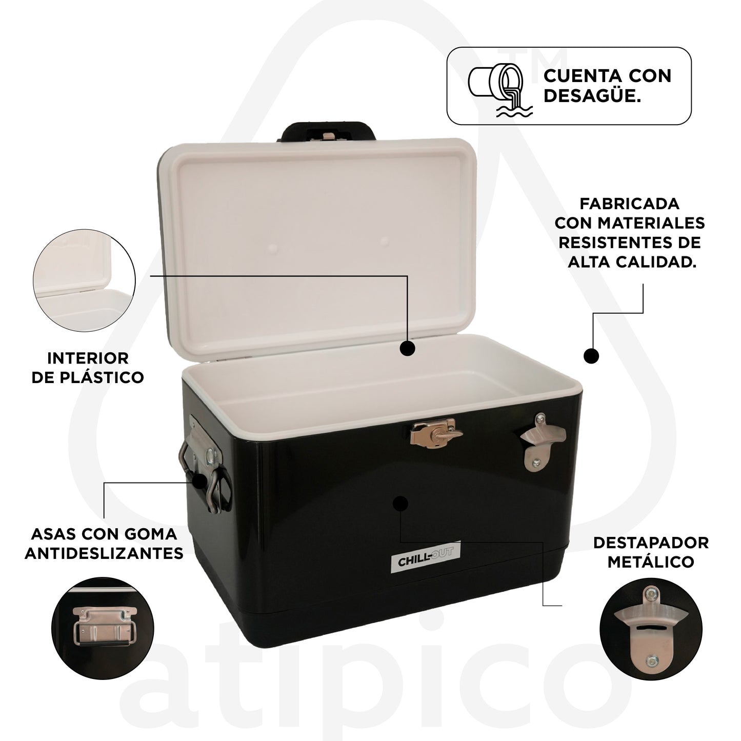 Hielera Metálica de 30 Litros Negro Chill-Out