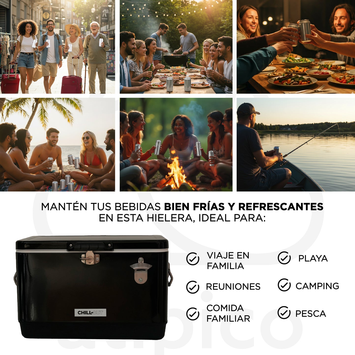 Hielera Metálica de 30 Litros Negro Chill-Out
