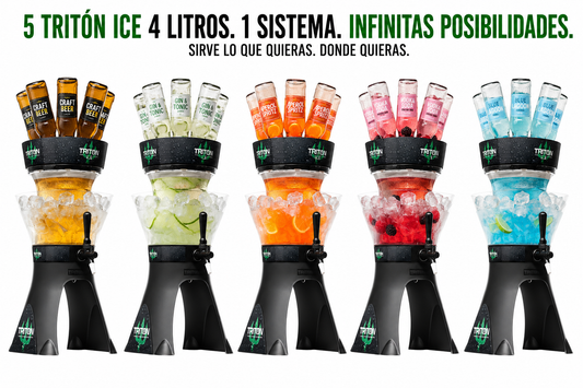 Dispensador de Cerveza Triton Ice 4L con Hielera Externa y Doble Grifo | Caja con 5 Tritones