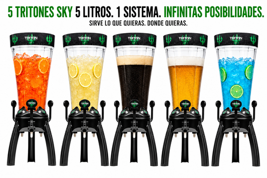 Dispensador de Cerveza Triton Sky 5L con Doble Grifo e ICE Pitcher | Caja de 5 Tritones